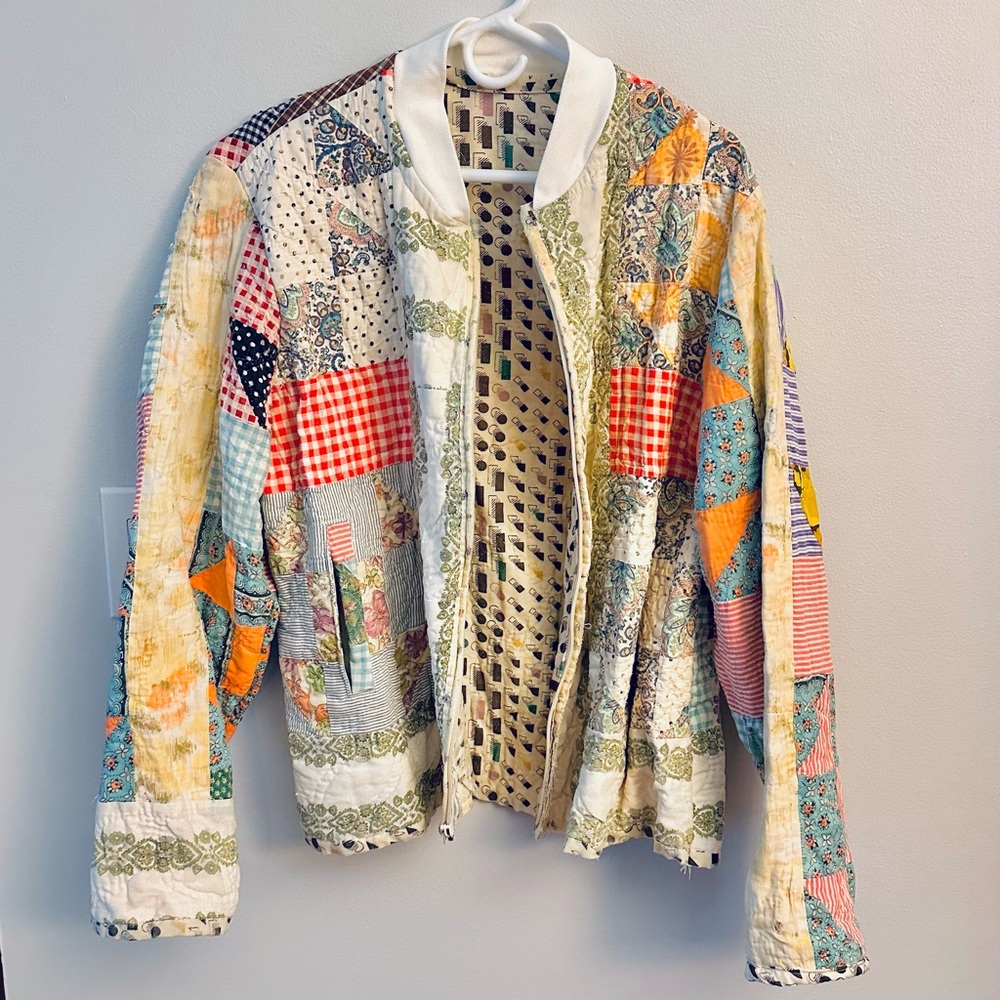 Handmade Vintage Quilt Coat. Sz L
